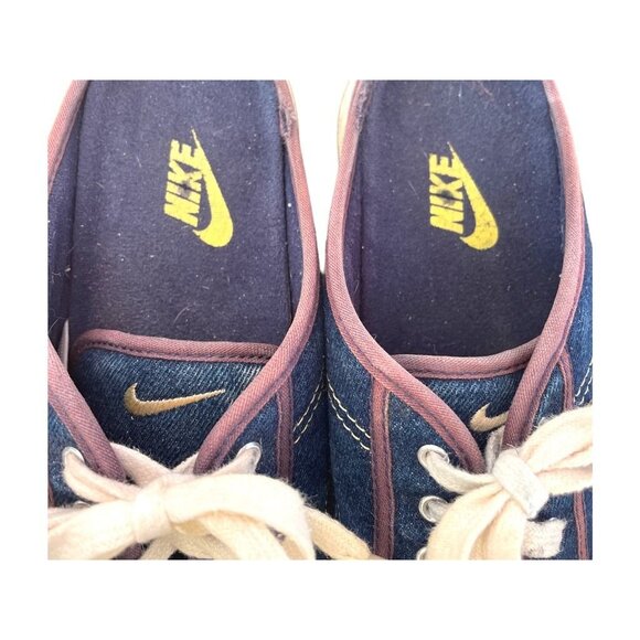 Vintage Nike Denim Sneakers With Cream Laces & Brown Trim - Casual Retro Style 9 - Picture 5 of 12